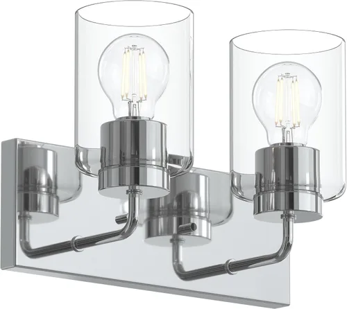 Vista 48 de Progress Lighting Merry Collection - Lámpara de tocador de baño de transición de cristal grabado en níquel cepillado (1 luz)