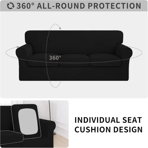 Vista 3 de ISSUNTEX 2 Piezas Fundas para Silla y Sofá de Alta Elasticidad Gruesas, Funda Suave para Sofá de 1 Cojín Separado, Tela Jacquard Funda Elástica