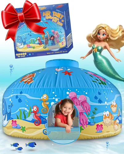 Vista 12 de Tienda de campaña de aire para niños con puerta, carpas para niños pequeños de interior 77 x 50 in - AstroDome Inflates in 30 Sec, Breathable