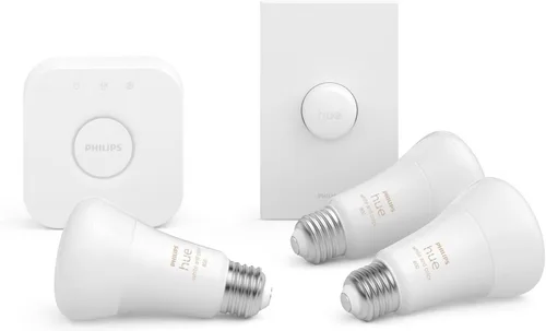 Vista 7 de Philips Hue Kit básico de botón inteligente Lumen ambiente blanco y de color (60W), 16 millones de colores, funciona con Amazon Alexa, Google