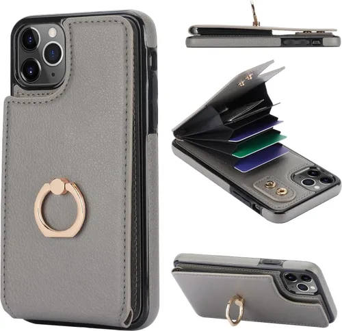 Vista 8 de Folosu Funda compatible con iPhone 11 Pro Max con soporte para tarjetas, rotación de 360°, soporte de anillo de dedo con función atril, protección