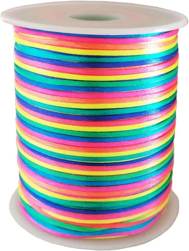 Vista 8 de Cuerda de nailon arcoíris de 328 pies para trenzas de cabello, trenzas de 0.059 pulgadas, hilo de satén para abalorios, pulseras, collares, joyería