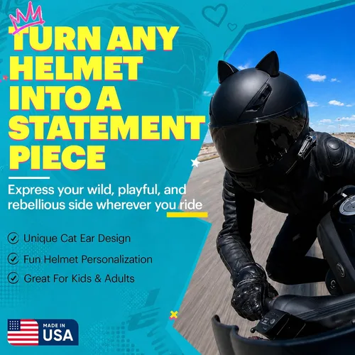 Vista 2 de MagNeatOhz - Orejas de gato para casco, accesorio magnético e intercambiable para casco de gatito, par Negro