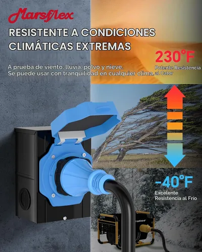 Vista 8 de Marsflex Cable generador de 50 amperios y 15 pies y caja de entrada