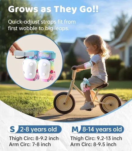 Vista 6 de Rodilleras y coderas con protectores de muñeca Simply Kids, tecnología HardSoft. Juego de equipo de protección certificado CPSIA. Rodilleras