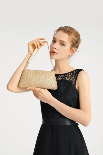 Vista 6 de YUWITA Bolso de noche con diamantes de imitación para mujer