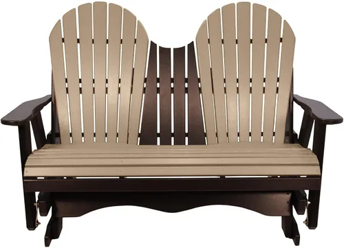 Vista 13 de Silla mecedora Aruba Adirondack de 2 pies, fabricada en Amish, madera de polietileno para exteriores, accesorios de acero inoxidable, fabricada