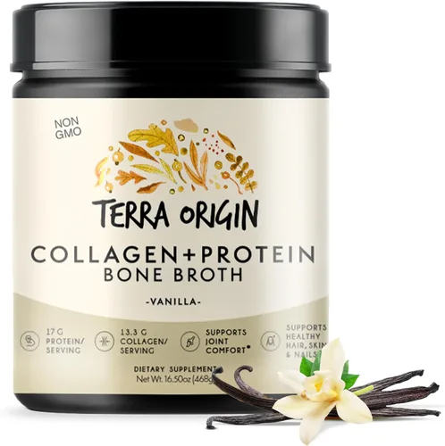 Vista 7 de TERRA ORIGIN Polvo de péptidos de colágeno Caldo de huesos Suplemento de proteína de colágeno hidrolizado tipo I y III para mujeres y hombres