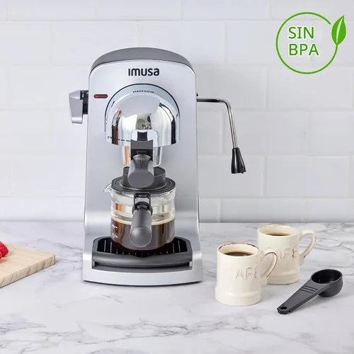 Vista 3 de IMUSA Cafetera eléctrica para Espresso y Cappuccino Bistro de 4 tazas, plateado
