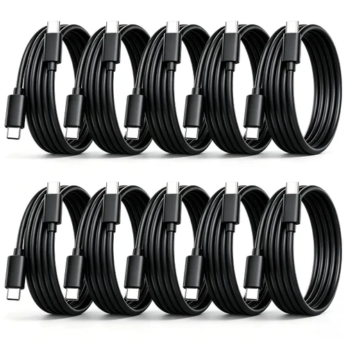 Vista 15 de Cable USB C a USB C de 6 pulgadas, paquete de 10 cables cortos USB-C de Negro