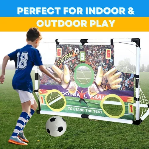 Vista 4 de Portería de fútbol para niños para patios traseros Juego de portería de fútbol para exteriores e interiores para niños y niñas de 2 a 8 años Red