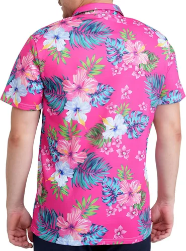 Vista 4 de Camisas de golf para hombre, hawaianas, tropicales, divertidas, con estampado loco