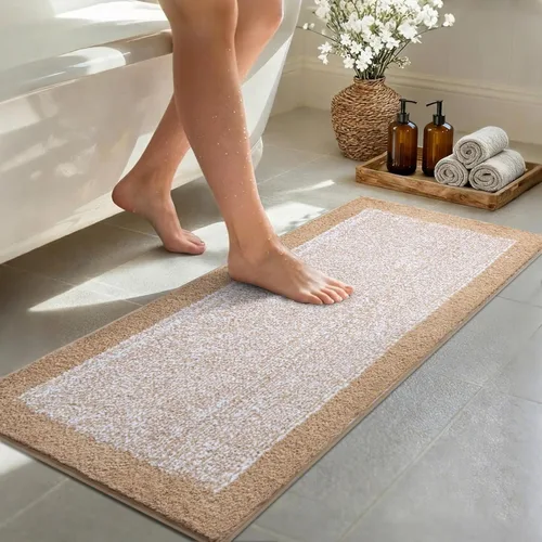 Vista 56 de Alfombras de baño de 17 x 24 pulgadas, antideslizantes, lavables, color gris, para bañera, tapete de baño para baño, tapete suave y absorbente