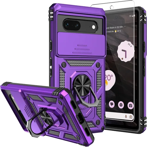 Vista 19 de Funda para Pixel 7a, con protectores de pantalla y funda para cámara, [grado militar] de 16 pies. Funda protectora probada contra caídas con soporte