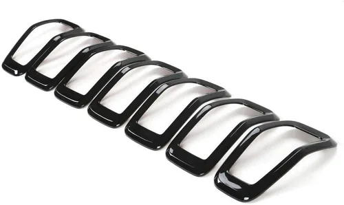Vista 2 de Insertos de rejilla para parrilla compatible con Jeep Cherokee 2014-2018 cubierta de parrilla delantera anillos kit de molduras de marco 7 piezas