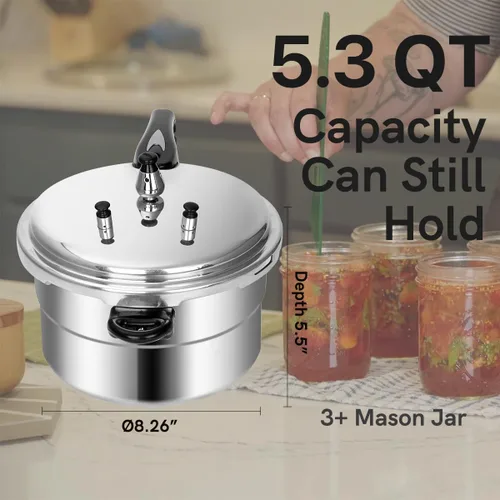 Vista 7 de Fulgutonit Olla a presión de 5.3 cuartos de galón, olla de presión compatible con inducción de 10 psi, con control de presión múltiple y protección