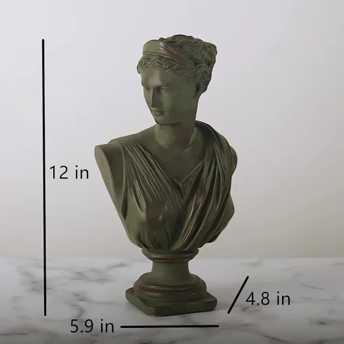 Vista 6 de Estatua de resina griega de Diana de 12 pulgadas, escultura clásica de mitología griega de busto romano para decoración de escritorio del hogar