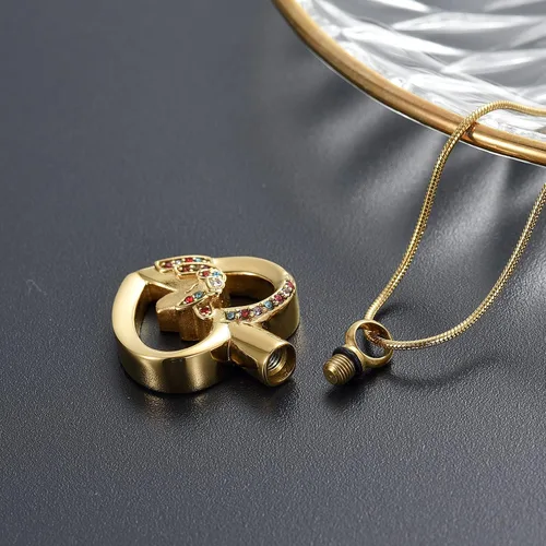 Vista 3 de Joyería de cremación con colgante de corazón de unicornio, urna de cremación, joyería, cenizas, recuerdo de acero inoxidable, colgante de cristal