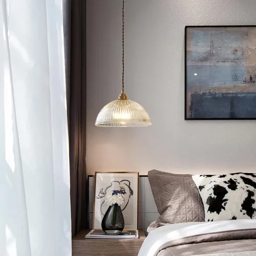 Vista 2 de Retro Farmhouse Glass Pendant Light American Style Semi Circular Hanging Lamp E27/E26 Sockets Single Head Chandelier for Bedroom Bedside Kitchen