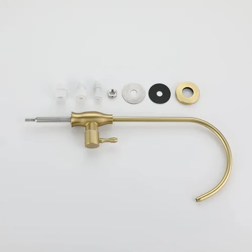 Vista 6 de Grifo de agua potable, para debajo del fregadero, sistema de filtro de agua, fregadero de barra de cocina, grifo RO, oro cepillado