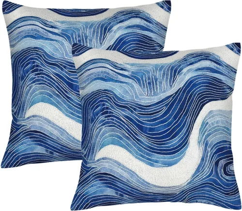 Vista 14 de Fundas de Almohada Decorativas de Rayas Blancas y Negras 18x18 pulgadas, Juego de 2, Patrón Moderno de Lino Arte Abstracto Estilo Boho, Fundas