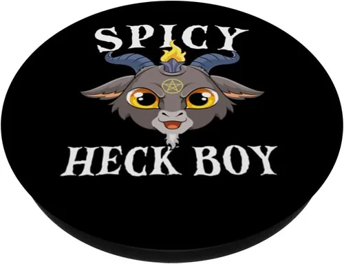Vista 2 de Spicy Heck Boy Satan Baphomet Goat Demon Satanic Pentagram PopSockets PopGrip intercambiable