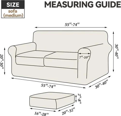 Vista 7 de WEERRW Fundas de terciopelo para sofá de 2 cojines - 3 piezas de fundas elásticas de lujo de terciopelo de alta elasticidad con fondo elástico