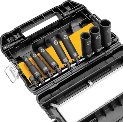 Vista 2 de DEWALT - Juego de dados de impacto, 1/2 unidad, 10 piezas, adaptador de vaso de impacto de 1/4" a 1/2" (DW22812)