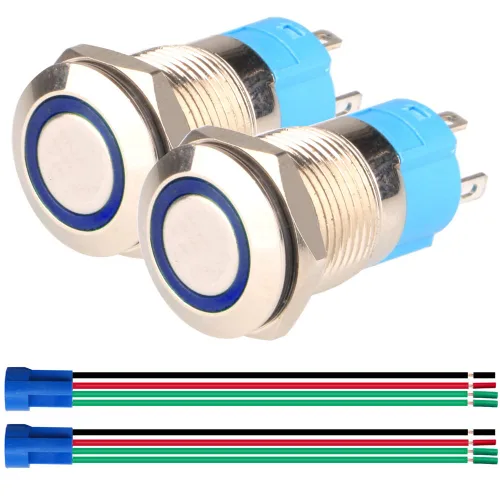 Vista 10 de Gebildet Interruptor de botón de bloqueo automático de acero inoxidable de 0.47 pulgadas/0.472 in, 12 V-24 V, 3 A, símbolo de alimentación, LED