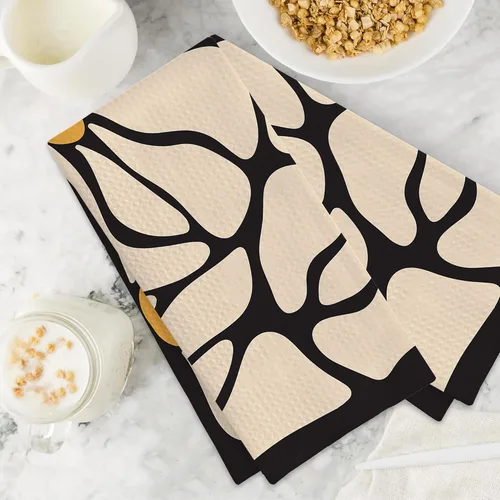 Vista 7 de Juego de 2 toallas de cocina abstractas bohemias florales de los años 70, toallas de mano de secado rápido para cocina, regalos para mujeres