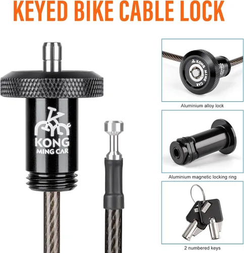 Vista 4 de Candado de cable de bicicleta – Cable de bloqueo de bicicleta – Bloqueo de cadena de bicicleta para casco de bicicleta, antirrobo para barras