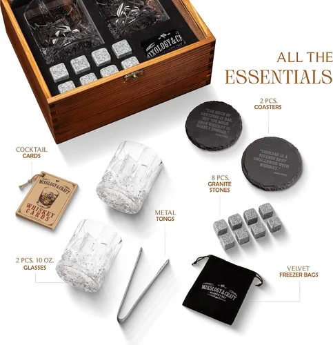 Vista 6 de Mixology & Craft Set de regalo de vasos de whisky Juego de whisky + 2 - Marrón chocolate
