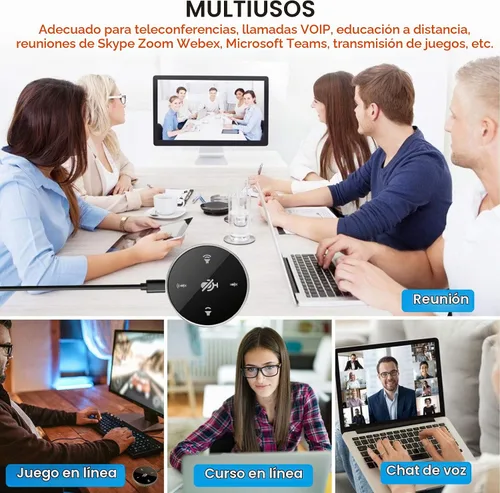 Vista 8 de Micrófono de conferencia USB mejorado con altavoz, micrófono de computadora omnidireccional para computadora portátil con sensor táctil