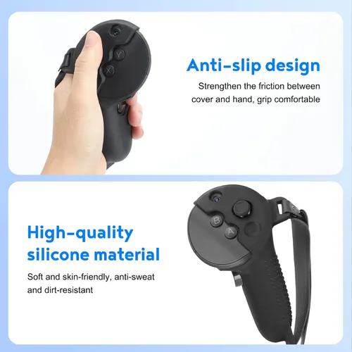 Vista 7 de Empuñaduras de control para accesorios Meta Quest Pro con diseño de carga sin extracción y correa ajustable para nudillos de muñeca, funda