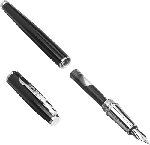 Vista 3 de Amazon Basics Pluma estilográfica con dos cartuchos de repuesto: punta media, tinta negra