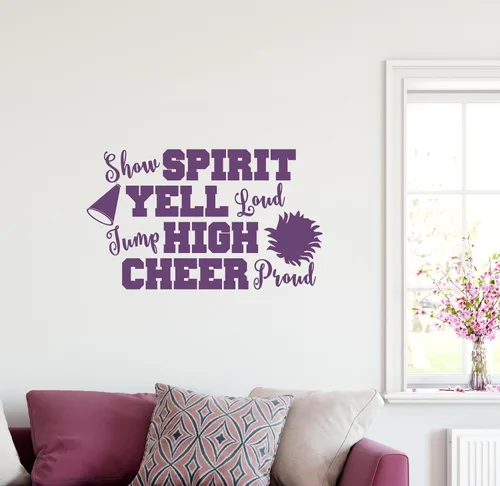 Vista 6 de 38"x24" Show Espíritu Yell Loud Jump alta Cheer orgullosos pompones animadora del megáfono calcomanía decorativo para pared arte mural decoración