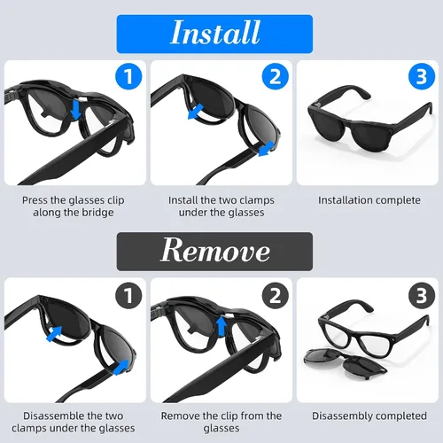 Vista 7 de HIBLOKS Polarized Clip for RayBan Meta Skyler Gen 1/2 (RW4010/RW4014 52-20)