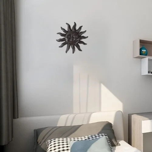 Vista 7 de BRASSTAR Hierro fundido 7.9 '' Sun Face Wall Decor Sun Art Escultura Colgante de pared para el hogar Jardín Casa Patio Tienda TQGJPT503