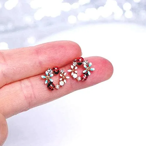 Vista 3 de DianaL Boutique - Pendientes de mariquita con diseño de margarita