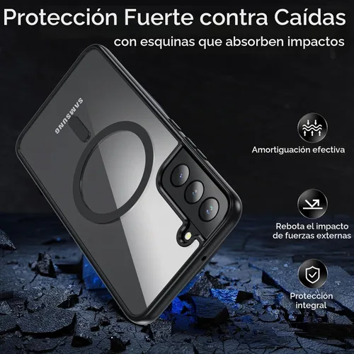 Vista 7 de OWKEY Funda magnética para Samsung Galaxy S22 Plus 5G (compatible con MagSafe), delgada, translúcida, a prueba de golpes, con antihuellas