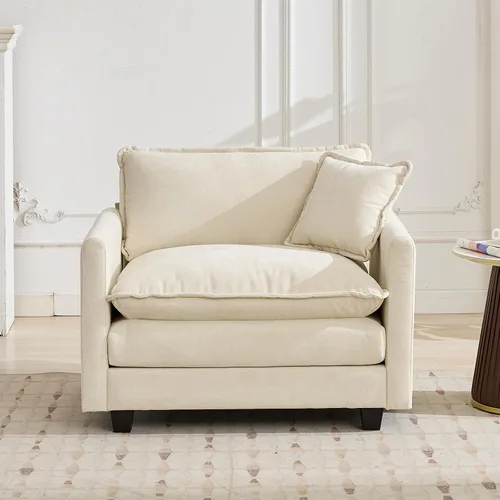 Vista 245 de Sofá seccional modular verde de 111.5", sofás seccionales grandes de 3 plazas para sala de estar, sofá nube oversized de tela chenille con otomana
