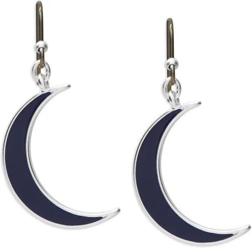 Vista 2 de Lucky Brand Aretes colgantes de luna incrustados, plata, talla única, talla única , Metal, No es una piedra preciosa