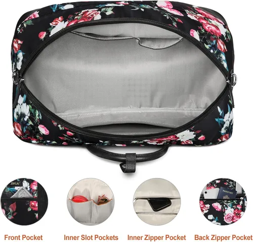 Vista 100 de IBFUN Bolsas de fin de semana para mujer, bolsa grande de lona para viaje, bolsa de viaje con compartimento para zapatos, 21 pulgadas, juego de 3