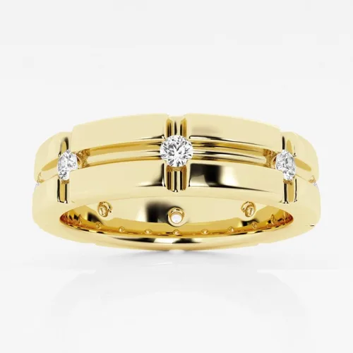 Vista 4 de 12 ctw redondo laboratorio cultivado diamante anillo de boda de los hombres en oro de 14k