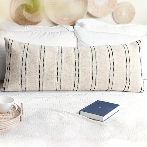 Vista 21 de AELS Fundas de Almohada Decorativas de Lino Estilo Granja de 16x16, Funda de Almohada con Textura Boho, Juego de 2, Beige con Rayas de Hilo Teñido