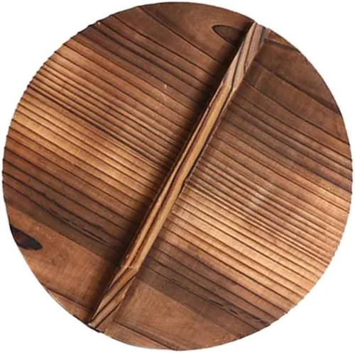 Vista 7 de Cabilock Tapa de olla de madera, protector de salpicaduras de aceite para cocinar, diseño elegante que retiene el vapor evita quemaduras