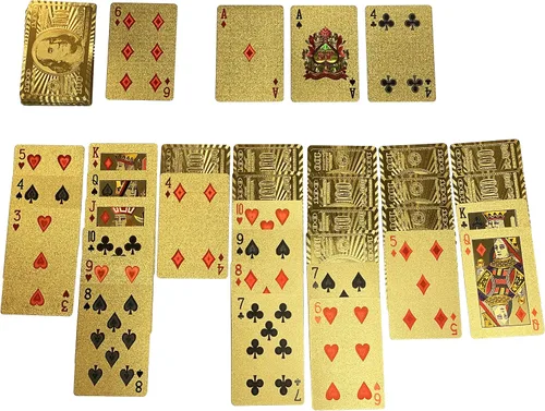 Vista 5 de Rok 24K oro 100 dólar Bill Foil Flexible resistente al agua plástico 52 póker naipes cubierta para juego de mesa