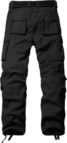 Vista 2 de Pantalones de senderismo con forro polar para hombre, pantalones cargo de camuflaje de invierno, pantalones de esquí de trabajo casuales para hombre