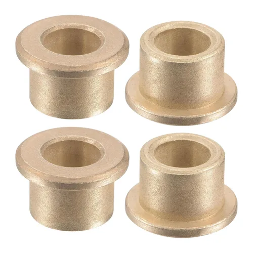 Vista 14 de uxcell Flange Sleeve Bearings 4mm Bore 8mm OD 4mm Length 12mm Flange Dia 2mm Flange Thickness Sintered Bronze Self-Lubricating Bushing 4pcs