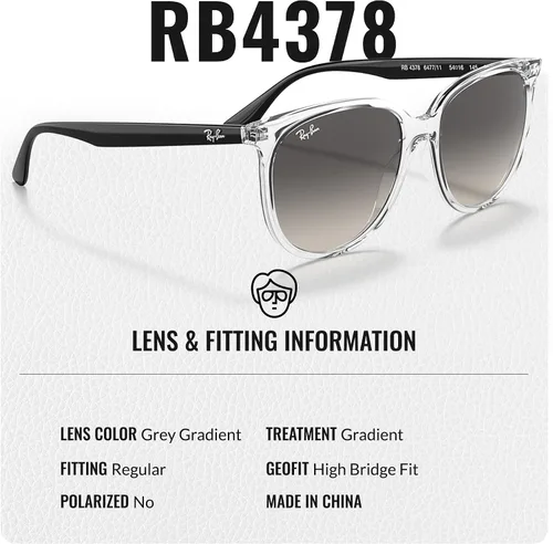 Vista 4 de Ray-Ban RB4378 Square Shaped Sunglasses for Men & Women with Official RAYBAN Eyewear Kit